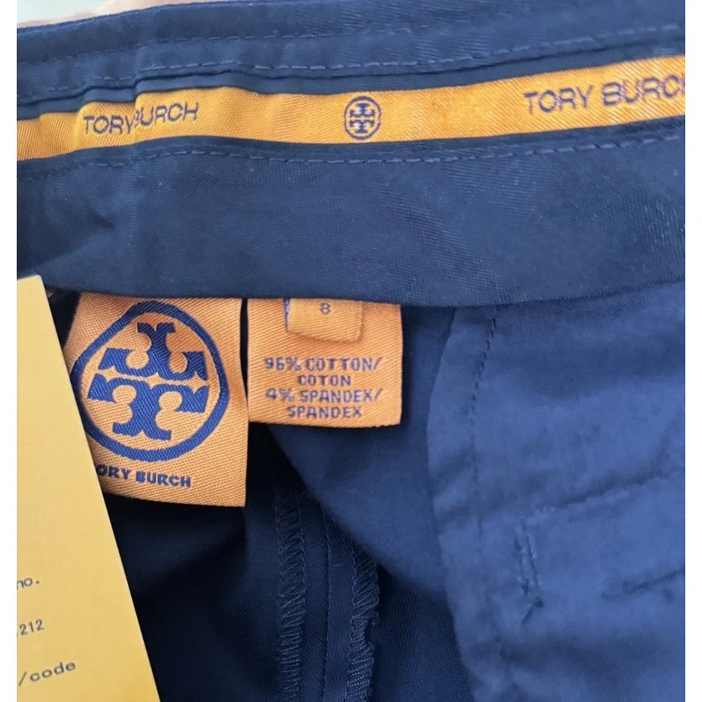 Tory Burch Trendy Straight Leg Cuffed Stretch Trousers, Size 8, NWT, MSRP $265